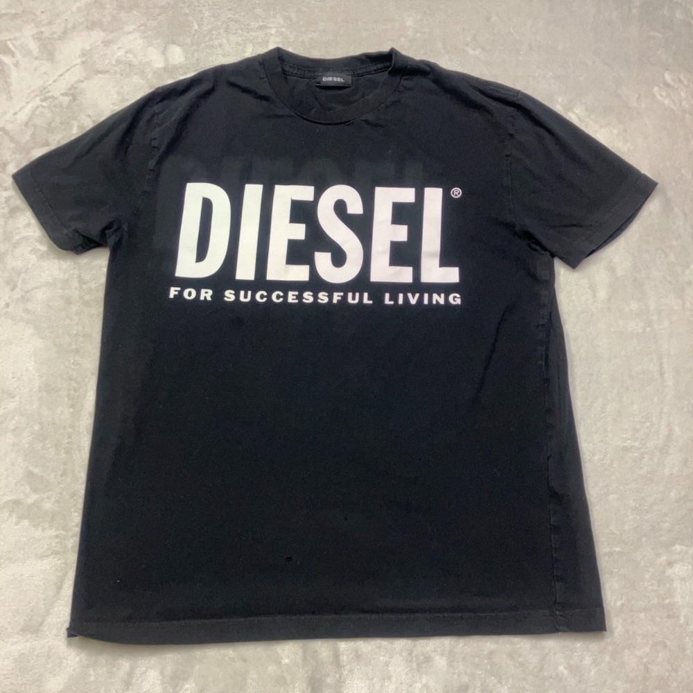 DIESEL‎ Industry T-Shirt Men's Small Black Short Sleeve Cotton Logo Spellout Y2K